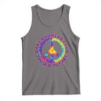 Baby Boomers Club Too Old To Care Retro Tie Dye Effect Printing Tank Top Peace Sign Groovy 60s Hippie Humor Graphic
