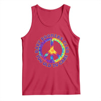 Baby Boomers Club Too Old To Care Retro Tie Dye Effect Printing Tank Top Peace Sign Groovy 60s Hippie Humor Graphic