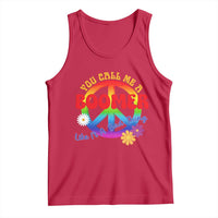 Retro Groovy Hippie Baby Boomer Generation Tank Top Funny You Call Me A Boomer Like It's A Bad Thing Peace Sign Flower
