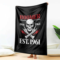 Funny Baby Boomer The Badass Generation Throw Blanket EST 1961 Birthday Gift Skull Rock On Graphic