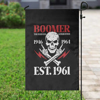 Funny Baby Boomer The Badass Generation Garden Flag EST 1961 Birthday Gift Skull Rock On Graphic
