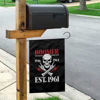 Funny Baby Boomer The Badass Generation Garden Flag EST 1961 Birthday Gift Skull Rock On Graphic