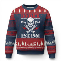 Funny Baby Boomer The Badass Generation Ugly Christmas Sweater EST 1961 Birthday Gift Skull Rock On Graphic