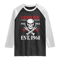 Funny Baby Boomer The Badass Generation Raglan Shirt EST 1961 Birthday Gift Skull Rock On Graphic