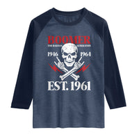 Funny Baby Boomer The Badass Generation Raglan Shirt EST 1961 Birthday Gift Skull Rock On Graphic