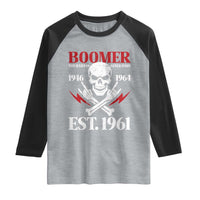 Funny Baby Boomer The Badass Generation Raglan Shirt EST 1961 Birthday Gift Skull Rock On Graphic