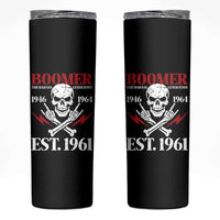 Funny Baby Boomer The Badass Generation Skinny Tumbler EST 1961 Birthday Gift Skull Rock On Graphic