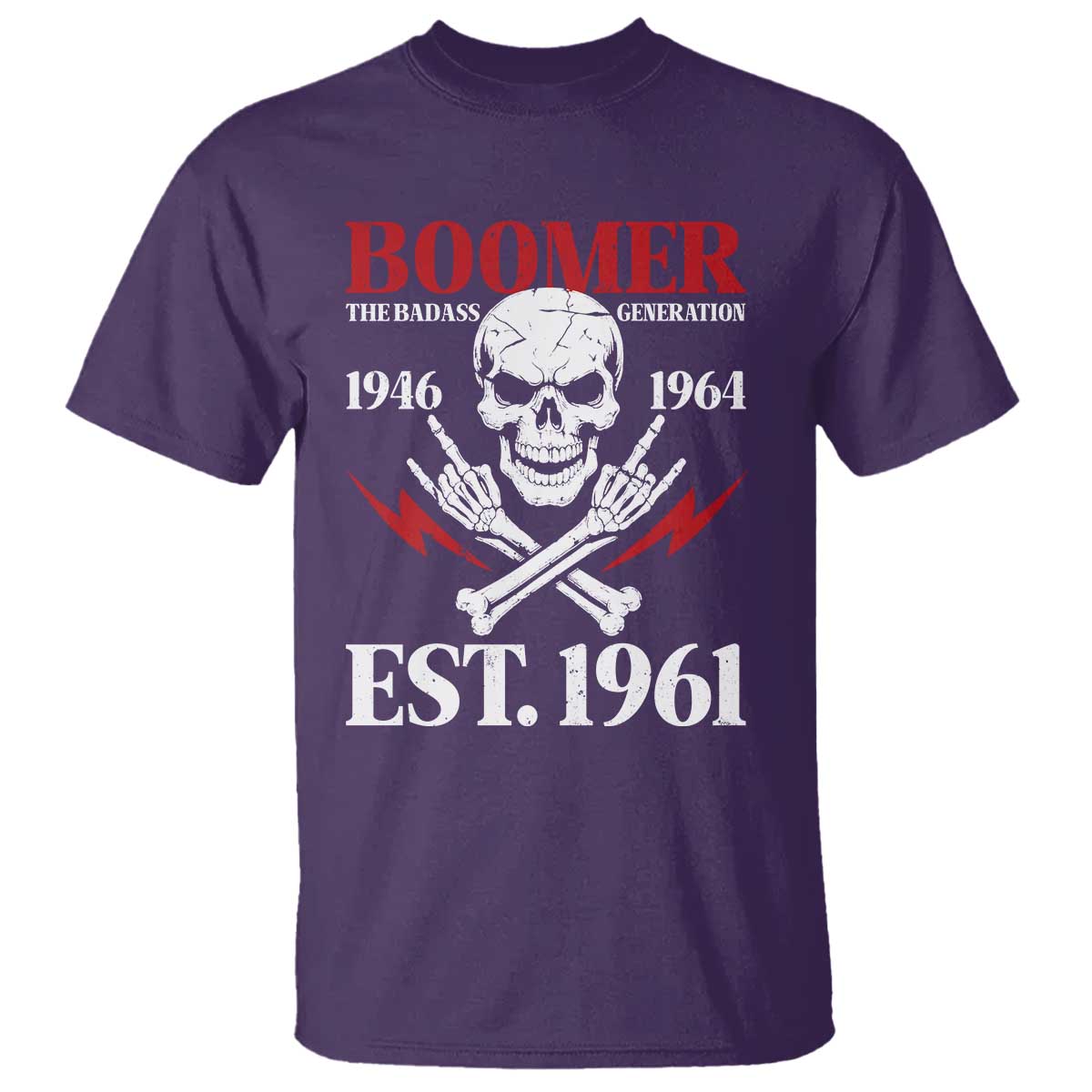Funny Baby Boomer The Badass Generation T Shirt EST 1961 Birthday Gift Skull Rock On Graphic