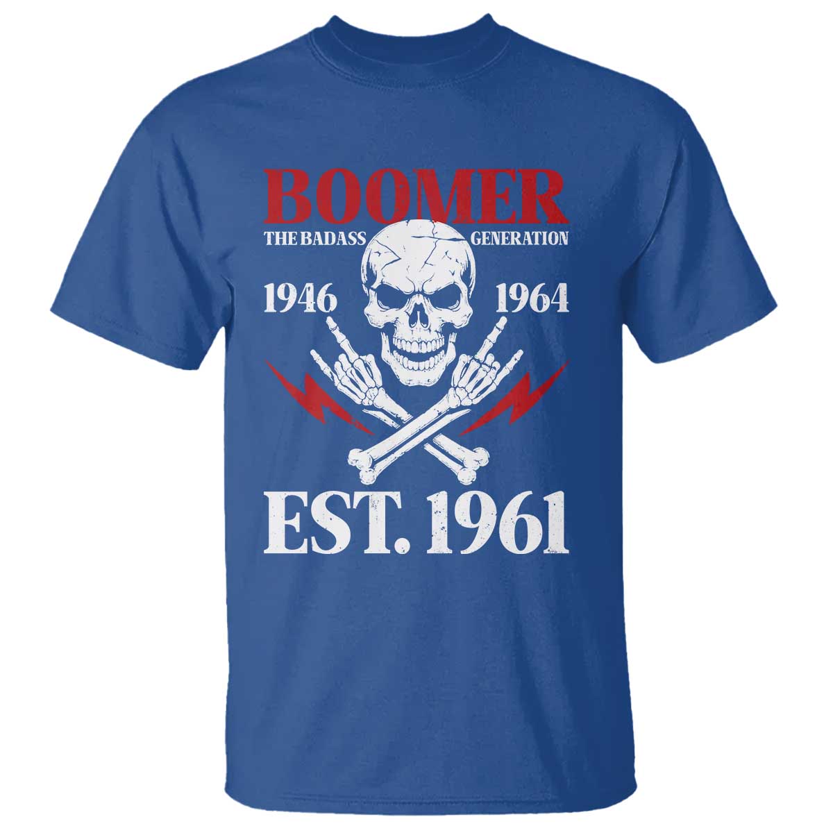 Funny Baby Boomer The Badass Generation T Shirt EST 1961 Birthday Gift Skull Rock On Graphic