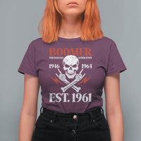 Funny Baby Boomer The Badass Generation T Shirt For Women EST 1961 Birthday Gift Skull Rock On Graphic