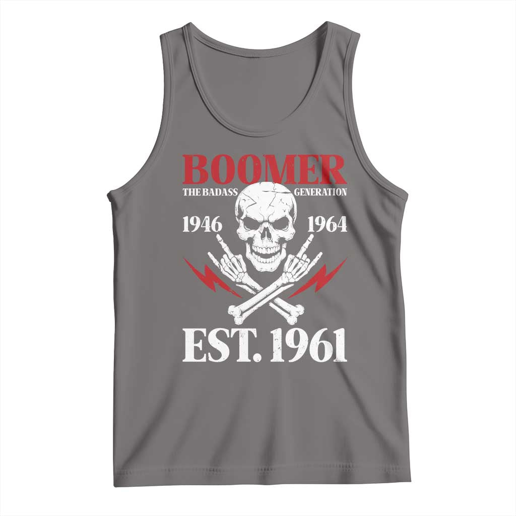 Funny Baby Boomer The Badass Generation Tank Top EST 1961 Birthday Gift Skull Rock On Graphic