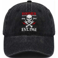 Funny Baby Boomer The Badass Generation Washed Cotton Baseball Cap EST 1961 Birthday Gift Skull Rock On Graphic