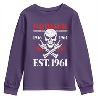 Funny Baby Boomer The Badass Generation Youth Sweatshirt EST 1961 Birthday Gift Skull Rock On Graphic