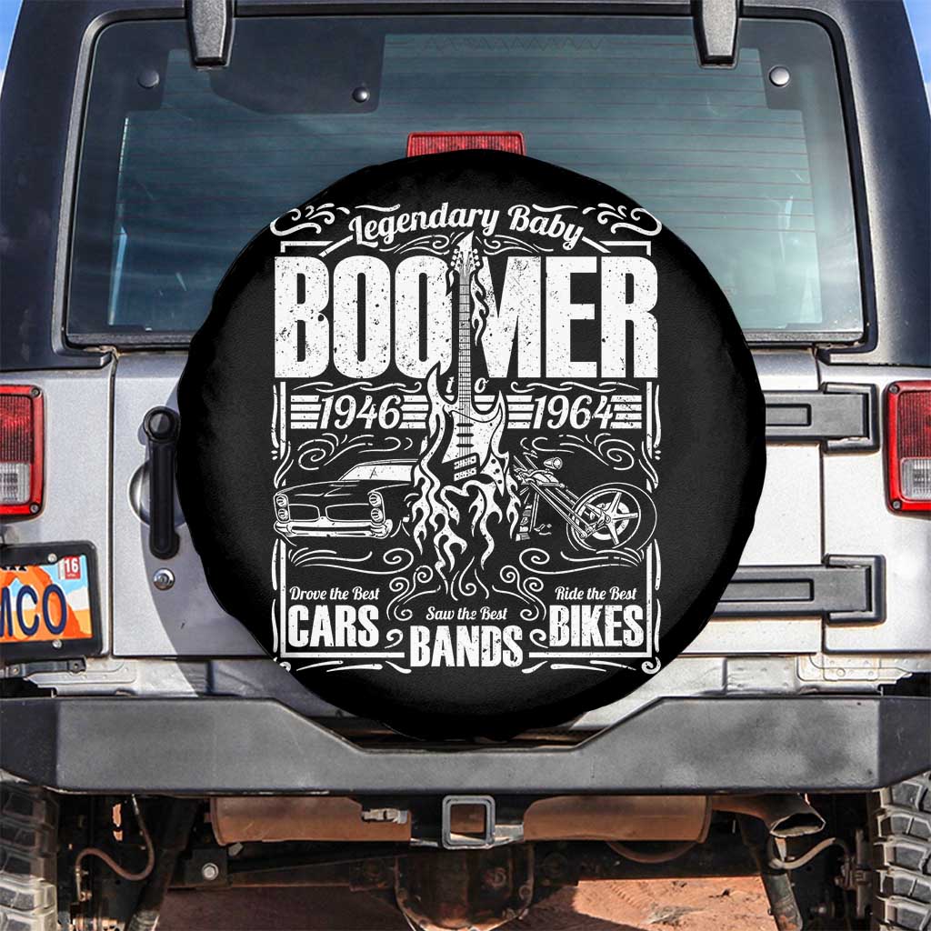 Legendary Baby Boomer Generation 1946 to 1964 Spare Tire Cover Vintage Rocker Classic Cars And Bikes Graphic