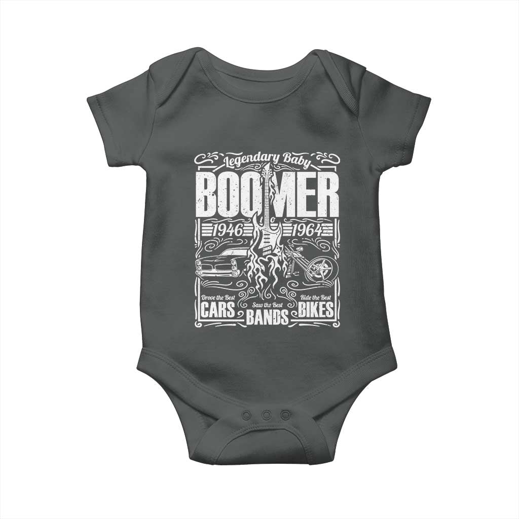 Legendary Baby Boomer Generation 1946 to 1964 Baby Onesie Vintage Rocker Classic Cars And Bikes Graphic