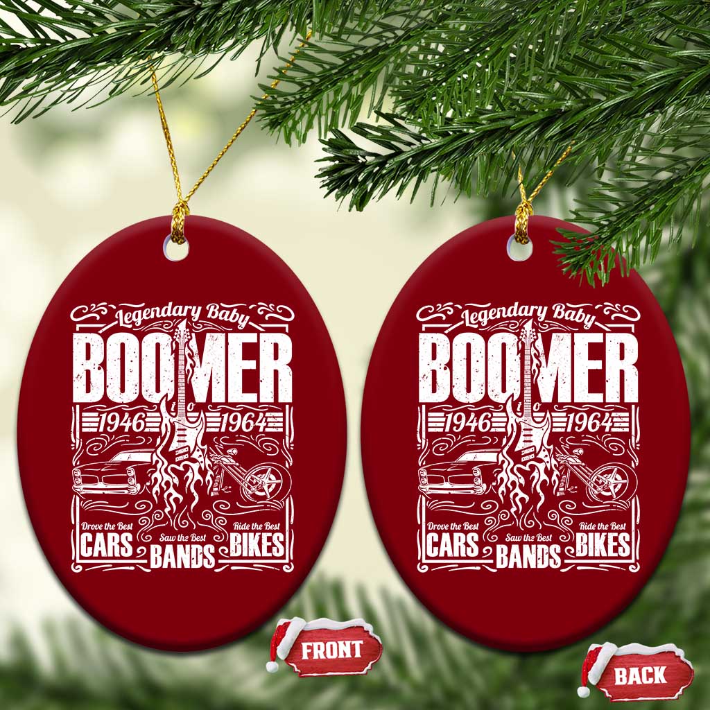 Legendary Baby Boomer Generation 1946 to 1964 Ceramic Ornament Vintage Rocker Classic Cars And Bikes Graphic