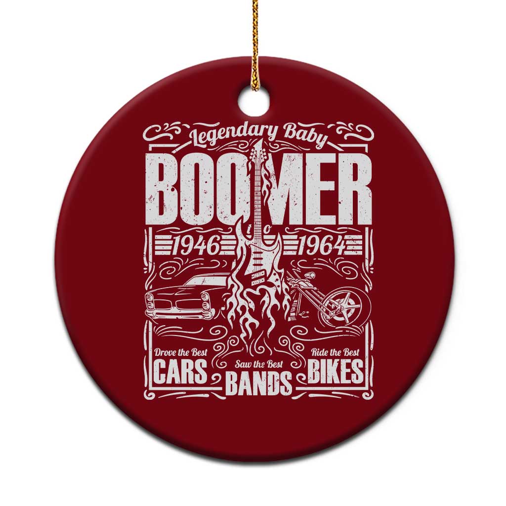 Legendary Baby Boomer Generation 1946 to 1964 Ceramic Ornament Vintage Rocker Classic Cars And Bikes Graphic