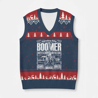 Legendary Baby Boomer Generation 1946 to 1964 V-Neck Knit Sweater Vest Vintage Rocker Classic Cars And Bikes Graphic