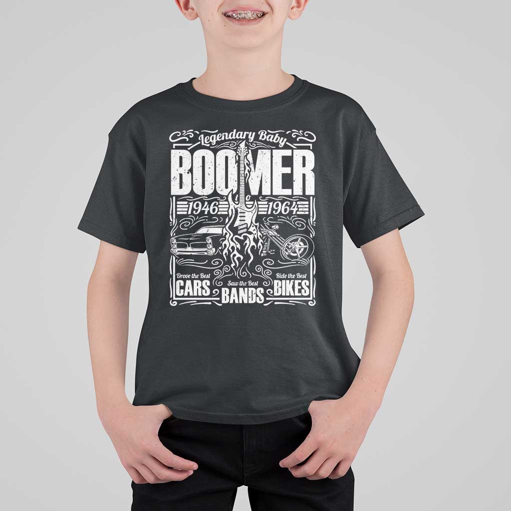 Legendary Baby Boomer Generation 1946 to 1964 T Shirt For Kid Vintage Rocker Classic Cars And Bikes Graphic