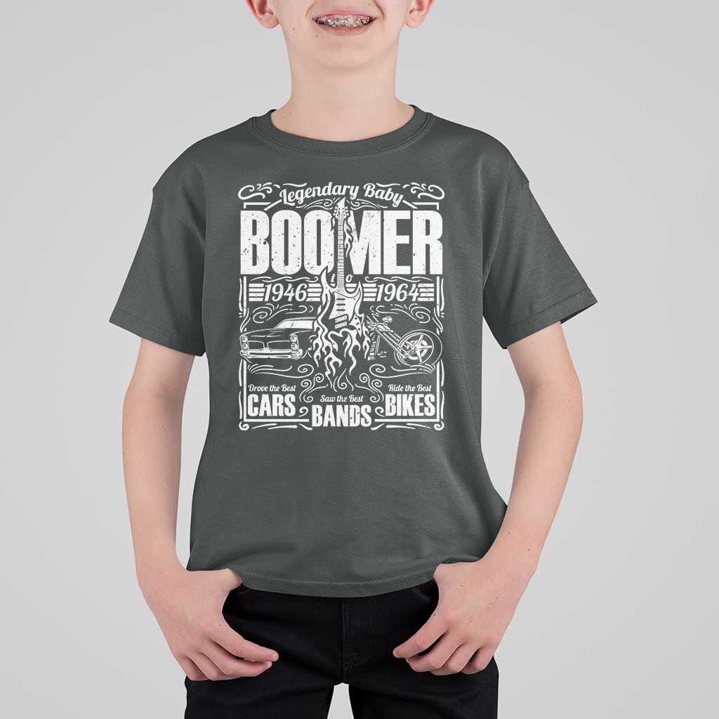 Legendary Baby Boomer Generation 1946 to 1964 T Shirt For Kid Vintage Rocker Classic Cars And Bikes Graphic