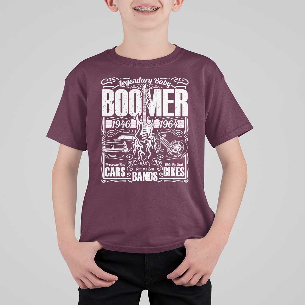 Legendary Baby Boomer Generation 1946 to 1964 T Shirt For Kid Vintage Rocker Classic Cars And Bikes Graphic