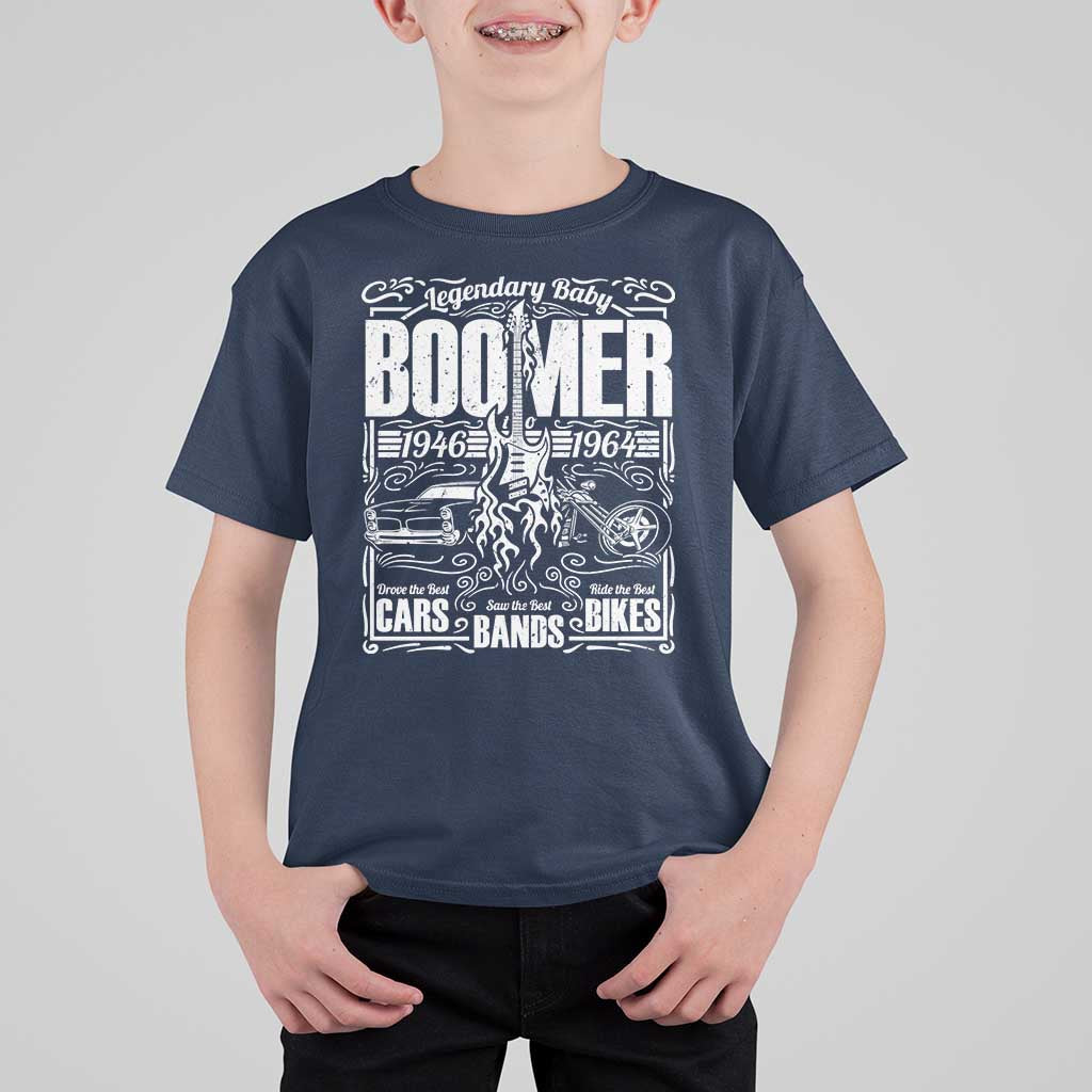 Legendary Baby Boomer Generation 1946 to 1964 T Shirt For Kid Vintage Rocker Classic Cars And Bikes Graphic