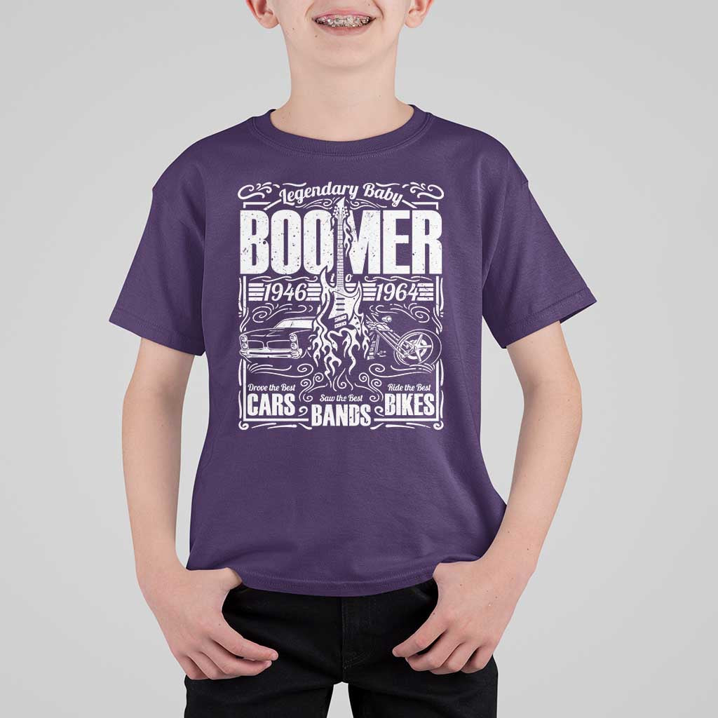 Legendary Baby Boomer Generation 1946 to 1964 T Shirt For Kid Vintage Rocker Classic Cars And Bikes Graphic
