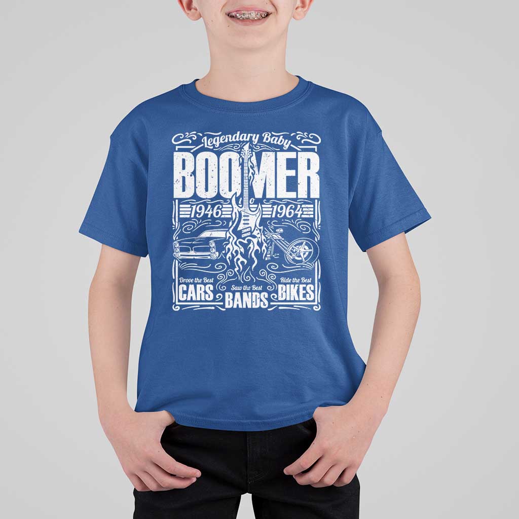 Legendary Baby Boomer Generation 1946 to 1964 T Shirt For Kid Vintage Rocker Classic Cars And Bikes Graphic