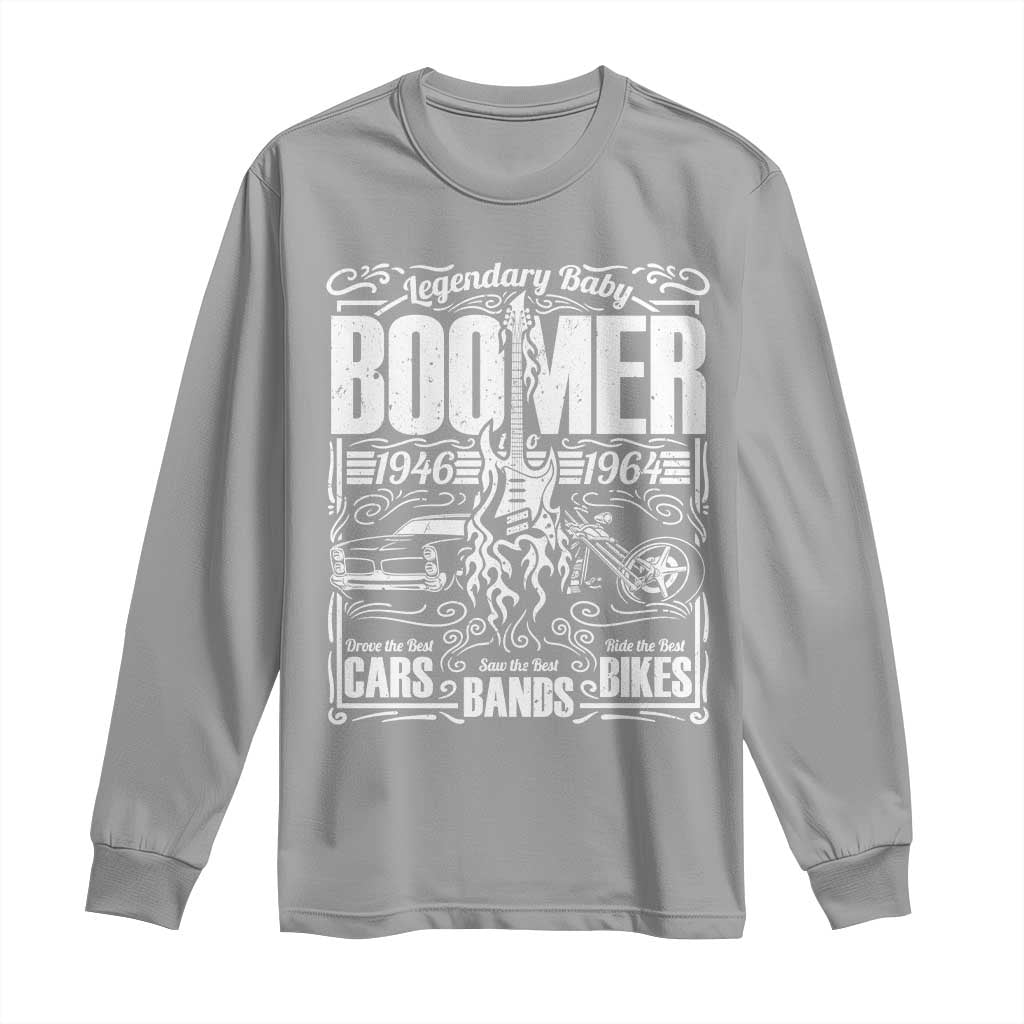 Legendary Baby Boomer Generation 1946 to 1964 Long Sleeve Shirt Vintage Rocker Classic Cars And Bikes Graphic