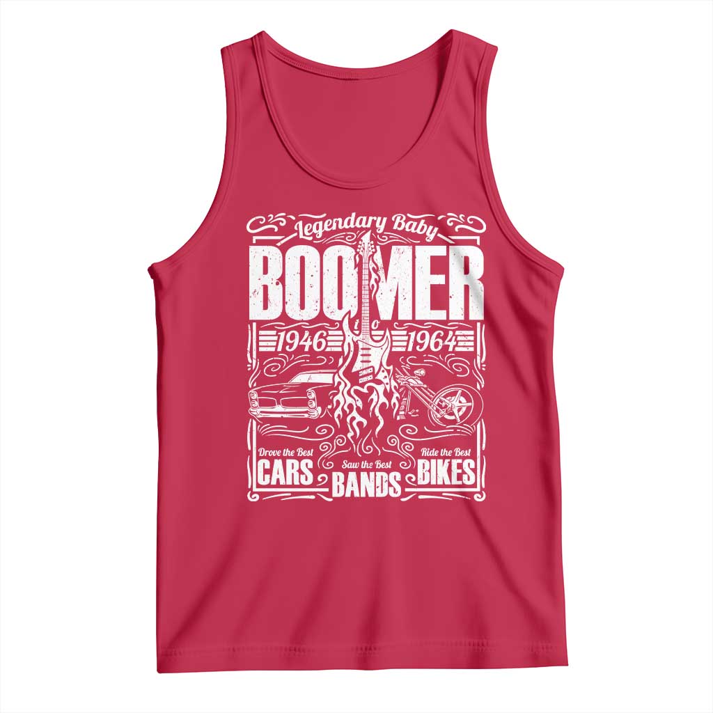 Legendary Baby Boomer Generation 1946 to 1964 Tank Top Vintage Rocker Classic Cars And Bikes Graphic