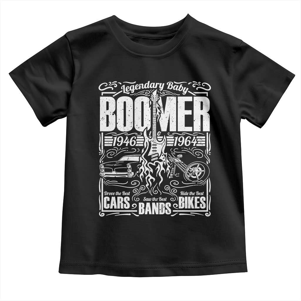 Legendary Baby Boomer Generation 1946 to 1964 Toddler T Shirt Vintage Rocker Classic Cars And Bikes Graphic