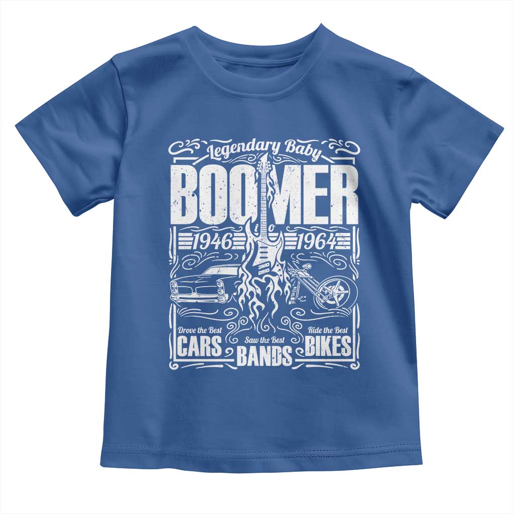 Legendary Baby Boomer Generation 1946 to 1964 Toddler T Shirt Vintage Rocker Classic Cars And Bikes Graphic