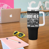 Legendary Baby Boomer Generation 1946 to 1964 Tumbler With Handle Vintage Rocker Classic Cars And Bikes Graphic