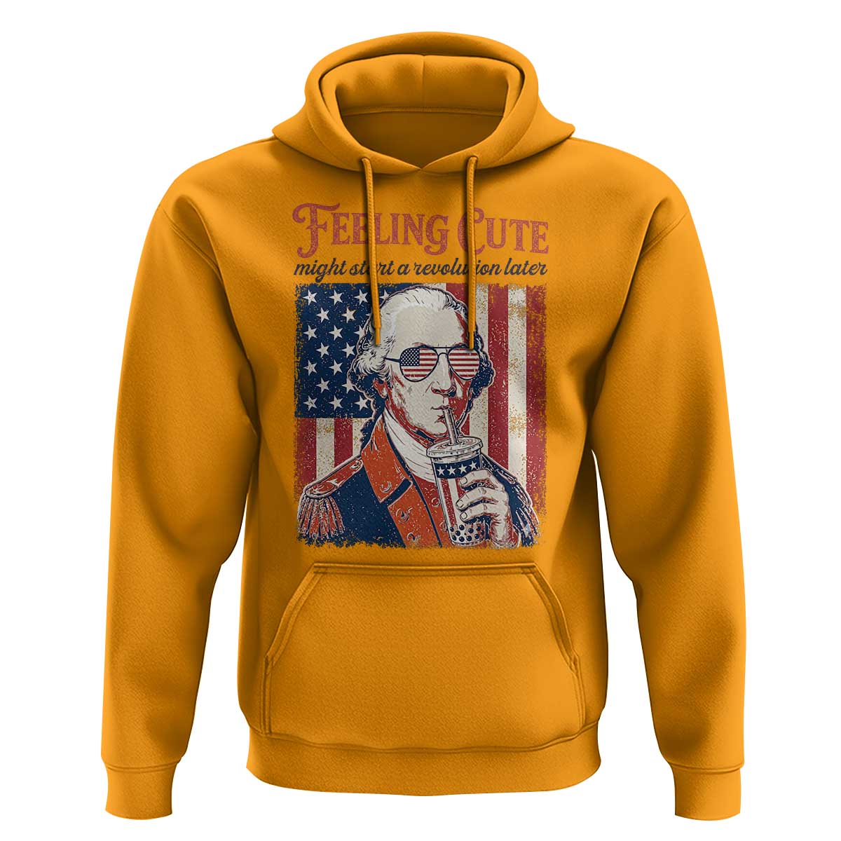 Funny George Washington Revolutionary Patriotic Hoodie Feeling Cute Might Start A Revolution Later