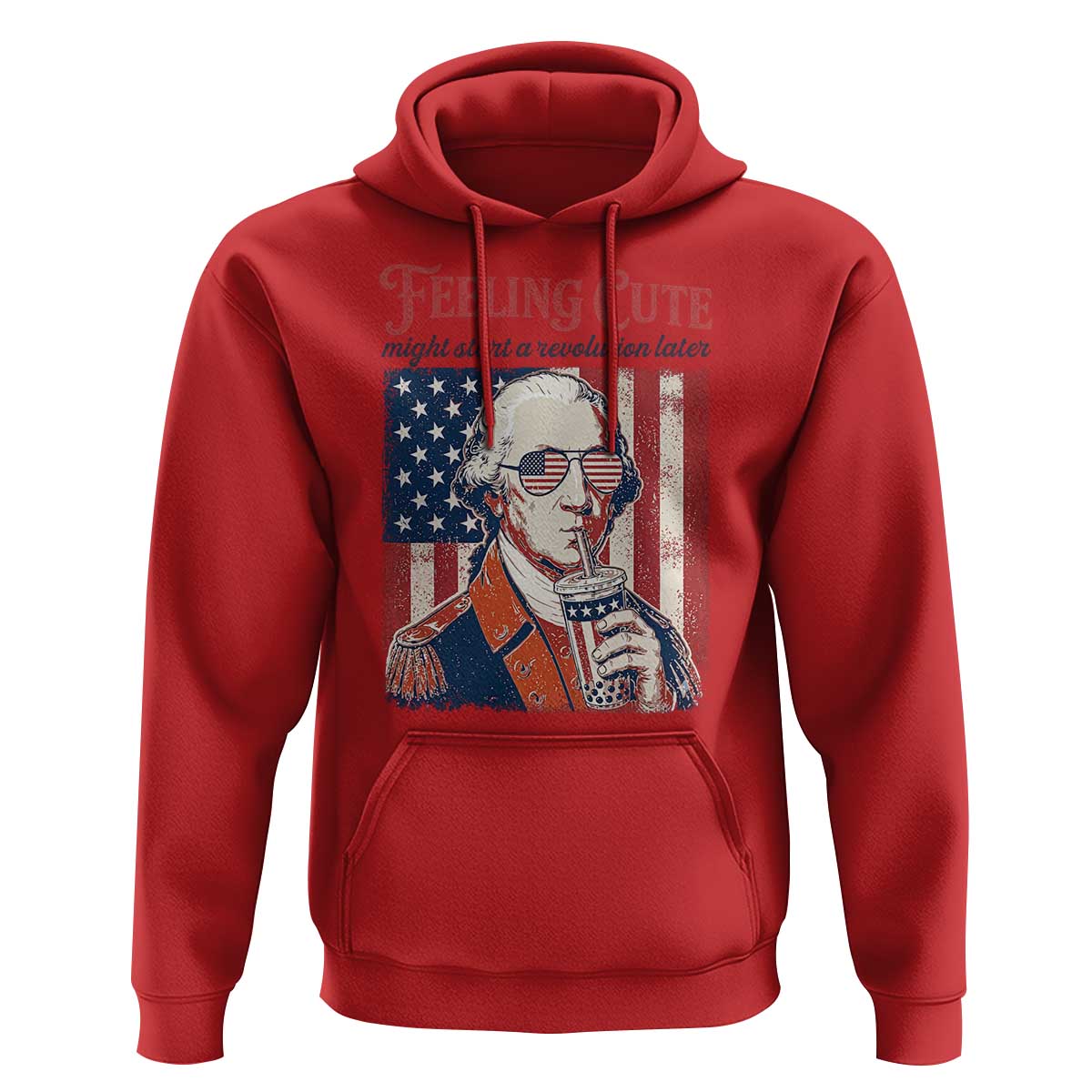 Funny George Washington Revolutionary Patriotic Hoodie Feeling Cute Might Start A Revolution Later
