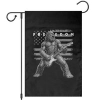 Freedom Bigfoot Playing Electric Guitar Garden Flag Sasquatch Rock Star American Flag Patriotic Graphic