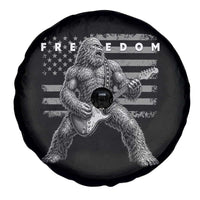 Freedom Bigfoot Playing Electric Guitar Spare Tire Cover Sasquatch Rock Star American Flag Patriotic Graphic