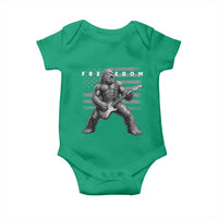 Freedom Bigfoot Playing Electric Guitar Baby Onesie Sasquatch Rock Star American Flag Patriotic Graphic