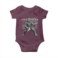 Freedom Bigfoot Playing Electric Guitar Baby Onesie Sasquatch Rock Star American Flag Patriotic Graphic