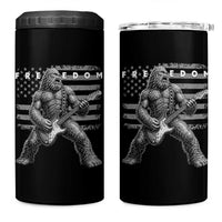 Freedom Bigfoot Playing Electric Guitar 4 in 1 Can Cooler Tumbler Sasquatch Rock Star American Flag Patriotic Graphic