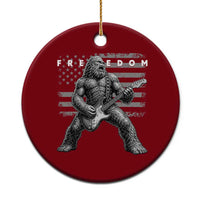 Freedom Bigfoot Playing Electric Guitar Ceramic Ornament Sasquatch Rock Star American Flag Patriotic Graphic