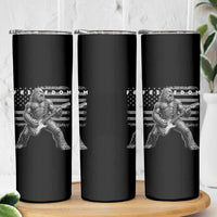 Freedom Bigfoot Playing Electric Guitar Skinny Tumbler Sasquatch Rock Star American Flag Patriotic Graphic