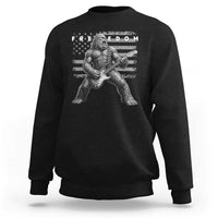 Freedom Bigfoot Playing Electric Guitar Sweatshirt Sasquatch Rock Star American Flag Patriotic Graphic