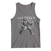 Freedom Bigfoot Playing Electric Guitar Tank Top Sasquatch Rock Star American Flag Patriotic Graphic