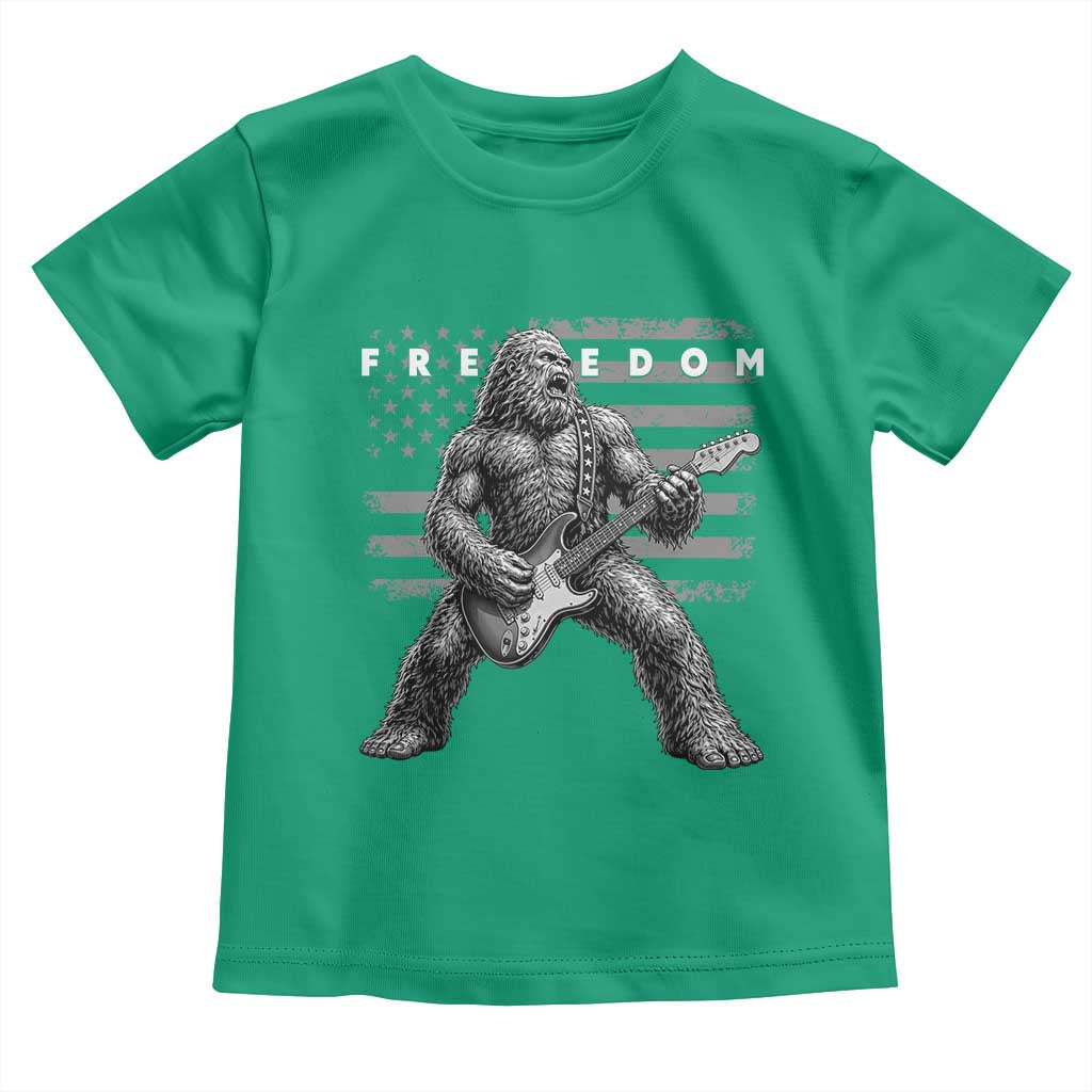 Freedom Bigfoot Playing Electric Guitar Toddler T Shirt Sasquatch Rock Star American Flag Patriotic Graphic