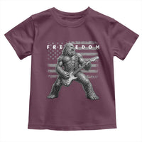 Freedom Bigfoot Playing Electric Guitar Toddler T Shirt Sasquatch Rock Star American Flag Patriotic Graphic