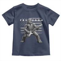 Freedom Bigfoot Playing Electric Guitar Toddler T Shirt Sasquatch Rock Star American Flag Patriotic Graphic