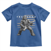 Freedom Bigfoot Playing Electric Guitar Toddler T Shirt Sasquatch Rock Star American Flag Patriotic Graphic