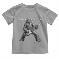Freedom Bigfoot Playing Electric Guitar Toddler T Shirt Sasquatch Rock Star American Flag Patriotic Graphic