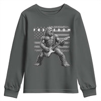 Freedom Bigfoot Playing Electric Guitar Youth Sweatshirt Sasquatch Rock Star American Flag Patriotic Graphic